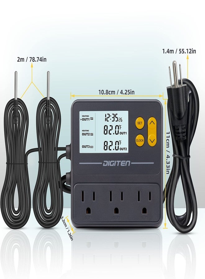 SENSTREE Reptile Temperature Controller, 3 Outlet Timer Thermostat for Grow Tent, Incubation, Snakes, Fish Tank, Heater, humidifiers, Ball Pythons, Bearded Dragon Tank - Image 4
